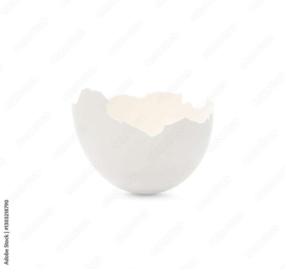 Piece of cracked eggshell isolated on white