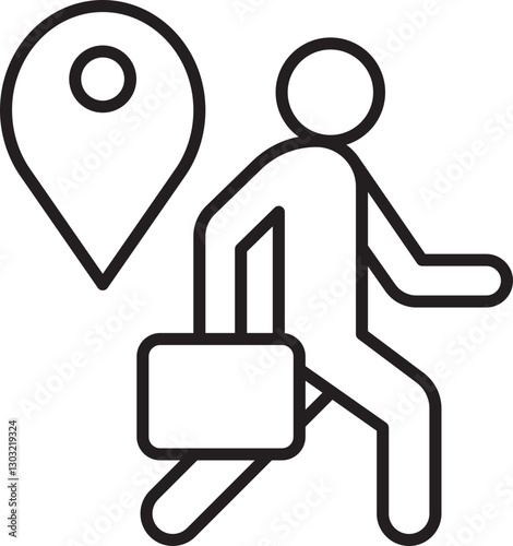 Business traveler with location pin line icon