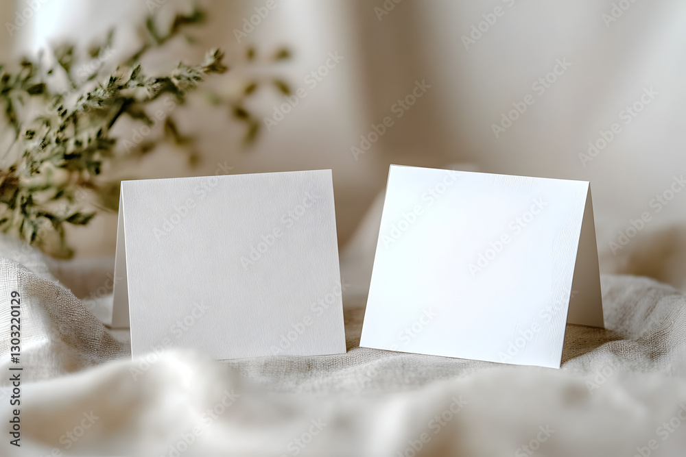 White Table Name Card Mockup with a Minimalist Background, Ideal for Business and Event Signage