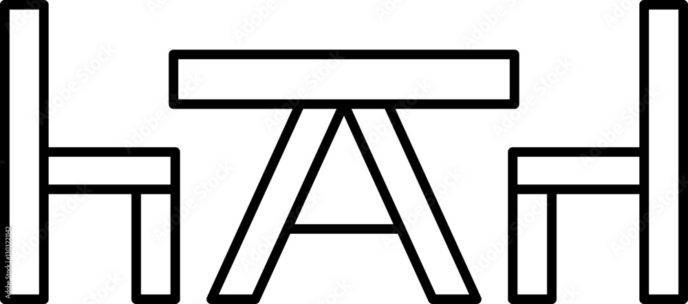 Naklejka premium Minimalist table and chairs illustration line icon