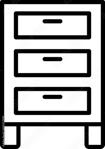 Nightstand with three drawers line icon