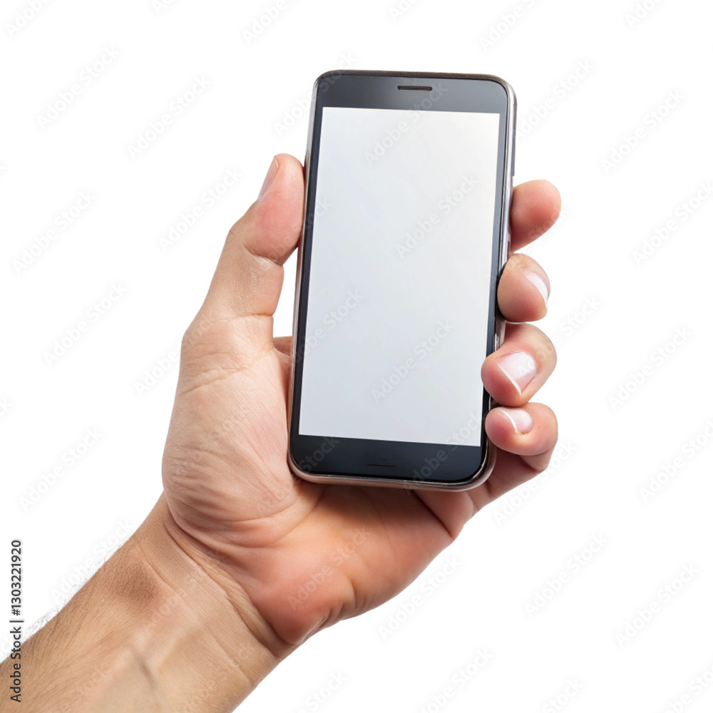 Hand holding smart phone isolated on white background Hand holding smart phone isolated on white background