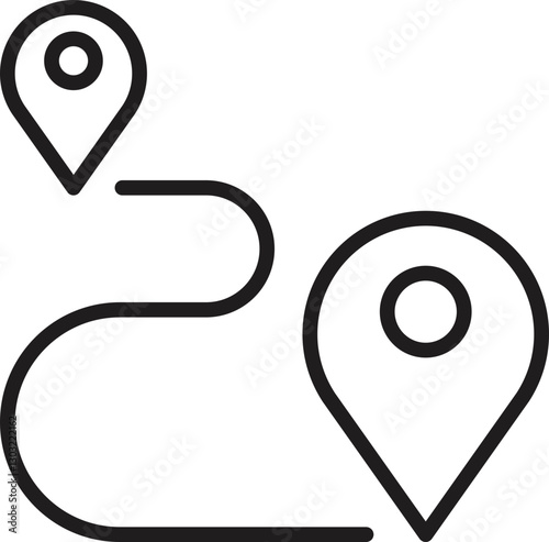 Route with location markers icon line icon