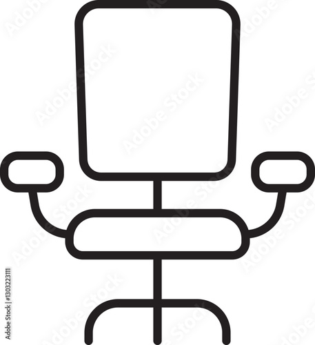 Office chair icon with armrests and a square back line icon
