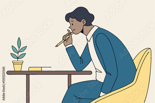 Boring office worker, exhausted or fatigue employee, afternoon slump or tired and burnout at work concept, sleepy businessman office worker hand on chin bored sitting low energy on his working desk.