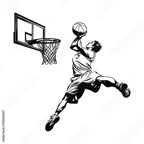 basketball coloring book page design