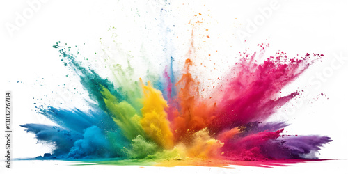 Fototapeta Naklejka Na Ścianę i Meble -  A red, pink, purple, blue, and orange explosion smoke of holi paint color powder isolated on transparent or white background