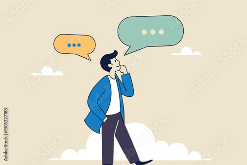 Second opinion, suggestion or advice to consider, reason or logical thinking, information to make decision or judgement concept, businessman think from listening to second opinion and make decision.