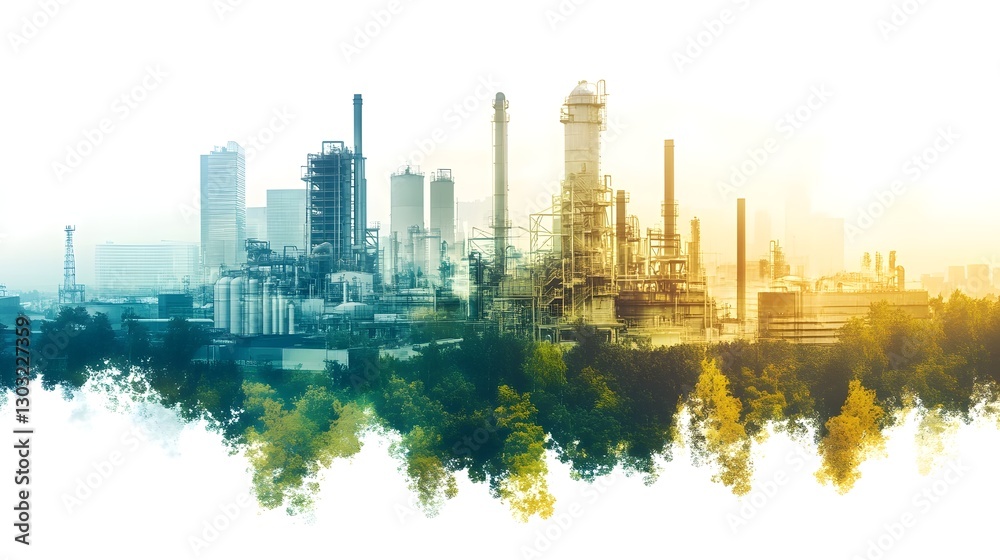 Obraz premium Sustainable Manufacturing Blending Industry and Environment for a Greener Future