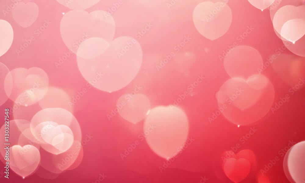 romantic heart shaped bokeh lights with soft pink and red hues