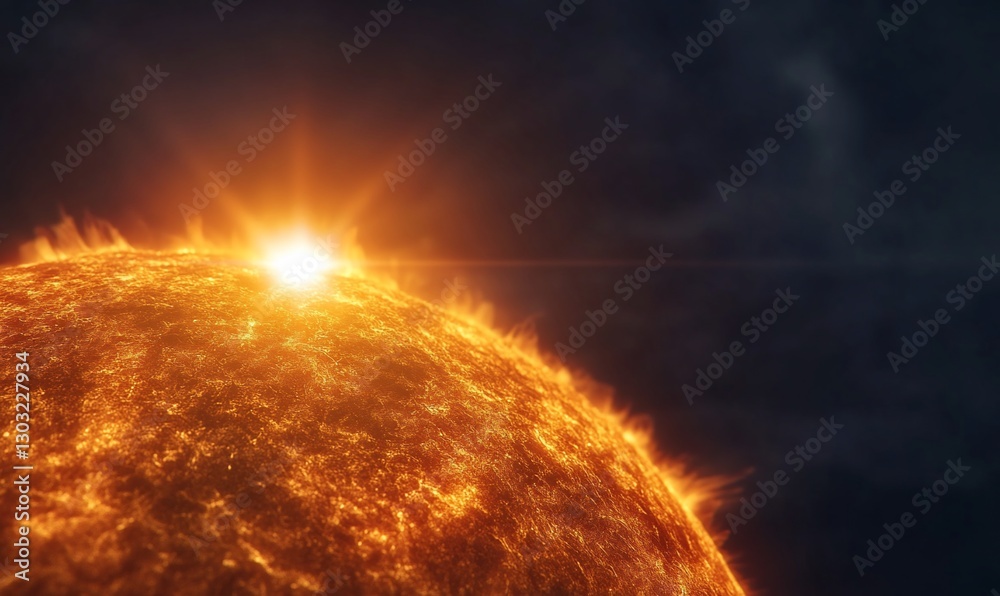 Obraz premium Fiery Sun Blazing Through Dark Space