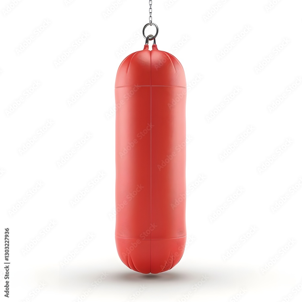 Fototapeta premium 3D Red Punching Bag Minimalist Cartoon Icon for Fitness and Boxing Workout