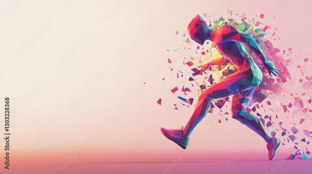 Abstract Polygonal Runner Breaking Barriers of Speed and Limitless Potential Abstract Polygonal Runner Breaking Barriers of Speed and Limitless Potential