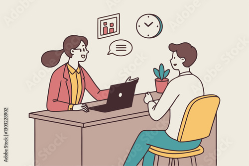 Job interview, business discussion meeting or recruitment manager, candidate answer question or career development, communication or hiring concept, business people answer question in job interview.