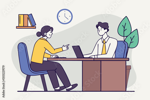 Job interview, business discussion meeting or recruitment manager, candidate answer question or career development, communication or hiring concept, business people answer question in job interview.