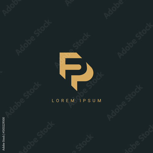 Abstract letter FP PF monogram logo vector template. Initial based minimal flat icon vector