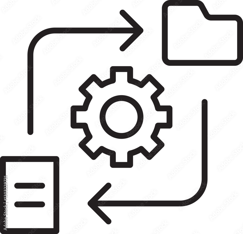 Process automation concept illustration line icon Process automation concept illustration line icon