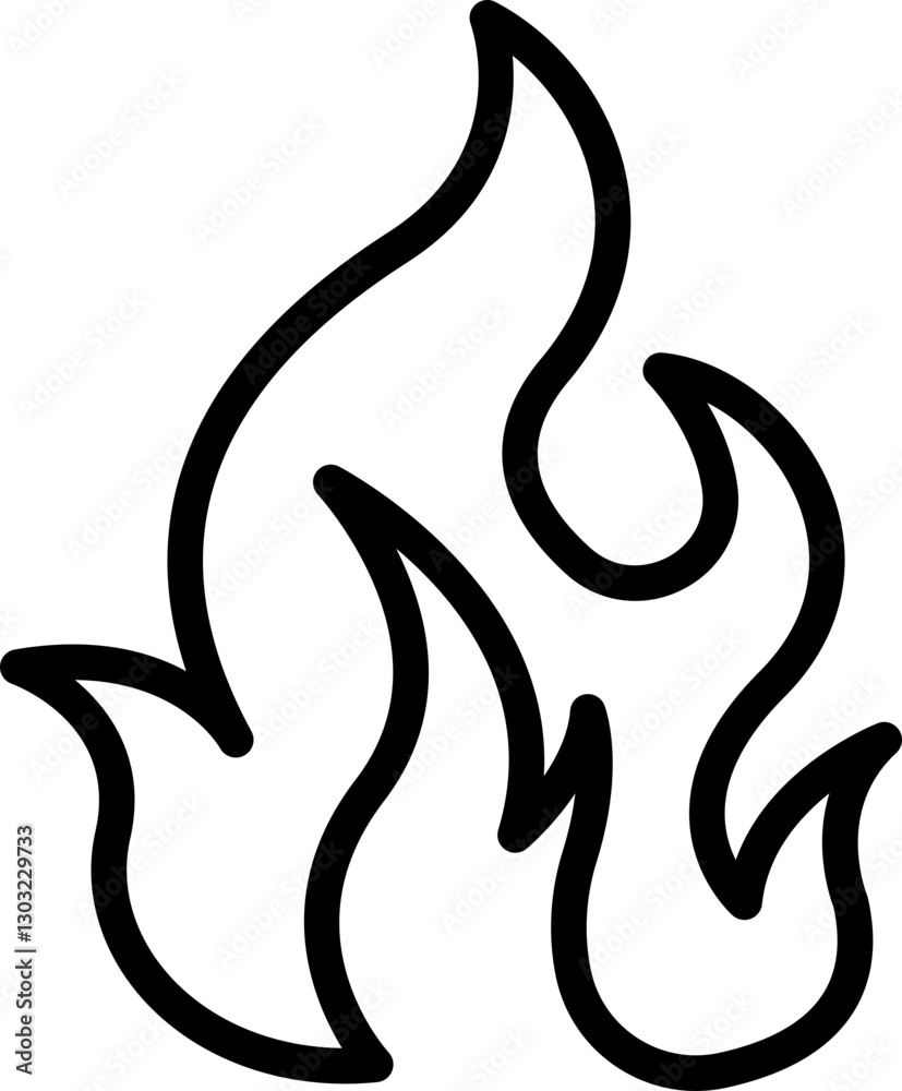 Fototapeta premium Flame icon with a minimalist design line icon