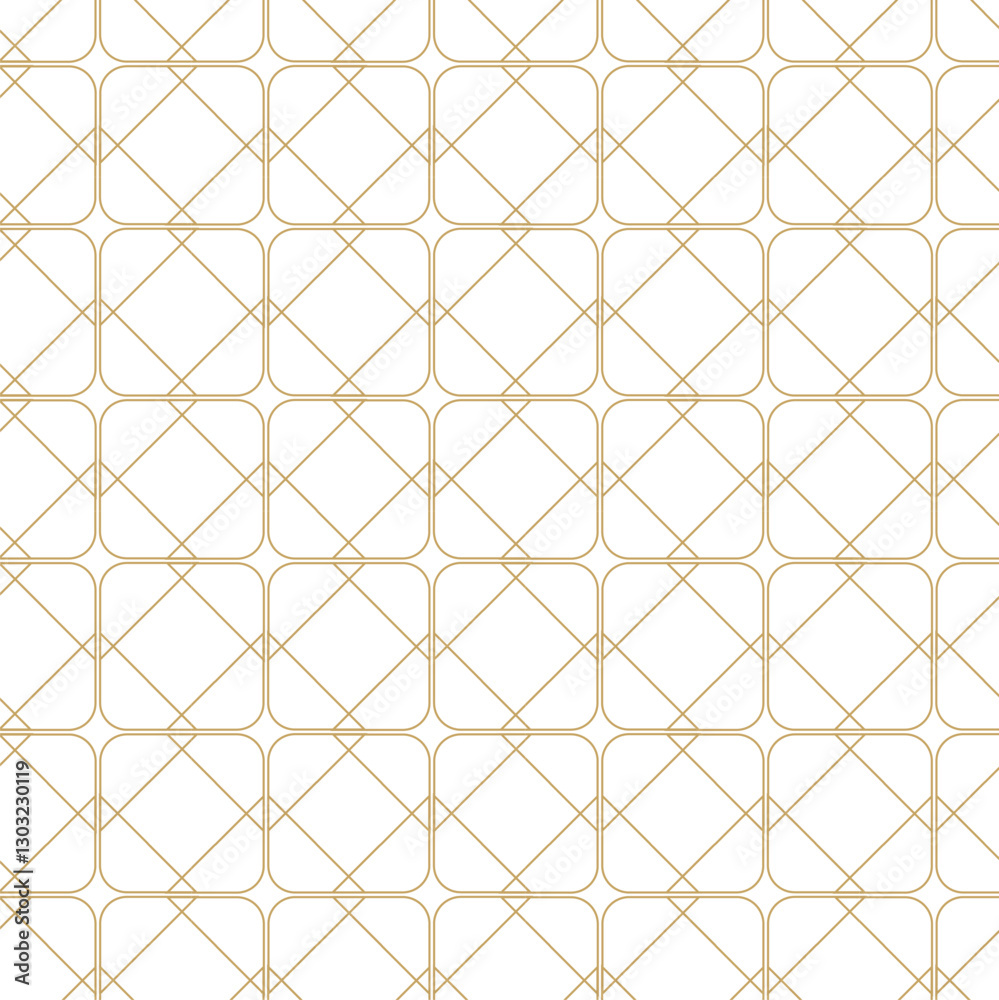 Fototapeta premium Abstract geometric pattern with square, lines and stripes on white background. A seamless vector background. Graphic modern pattern. White and gold pattern.