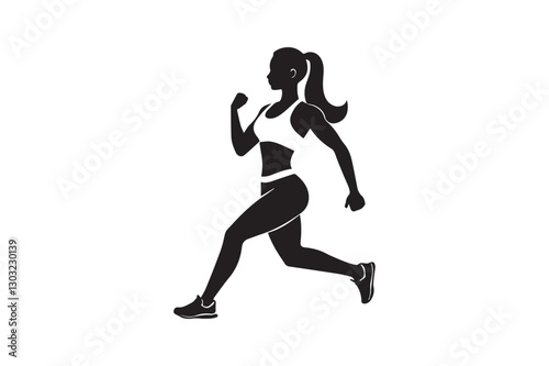Female Runner Silhouette Icon for Fitness and Sports Design