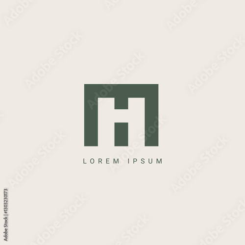 Abstract letter MH HM monogram logo vector template. Initial based minimal flat icon vector