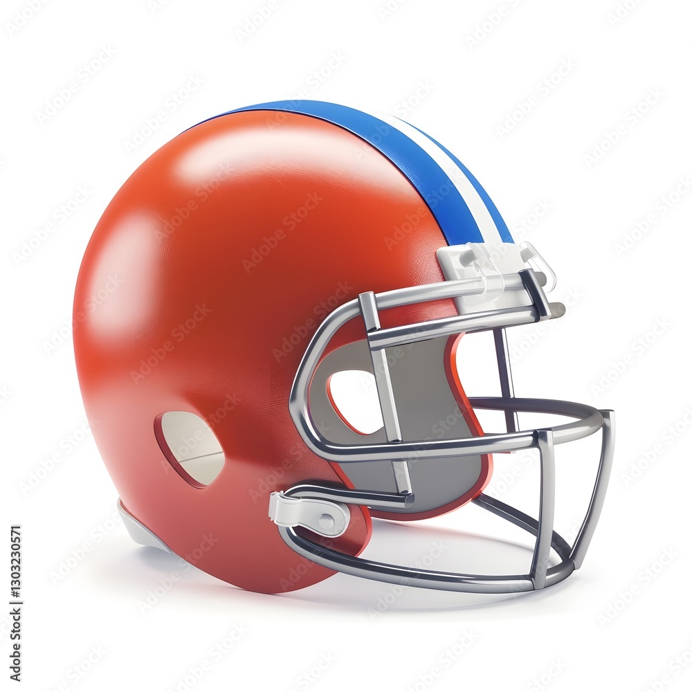 Fototapeta premium Simple 3D Minimalist American Football Helmet Icon on White Background