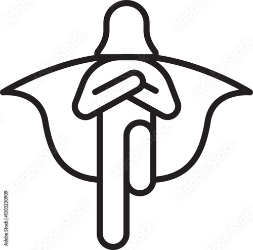 Minimalist figure with outstretched arms line icon