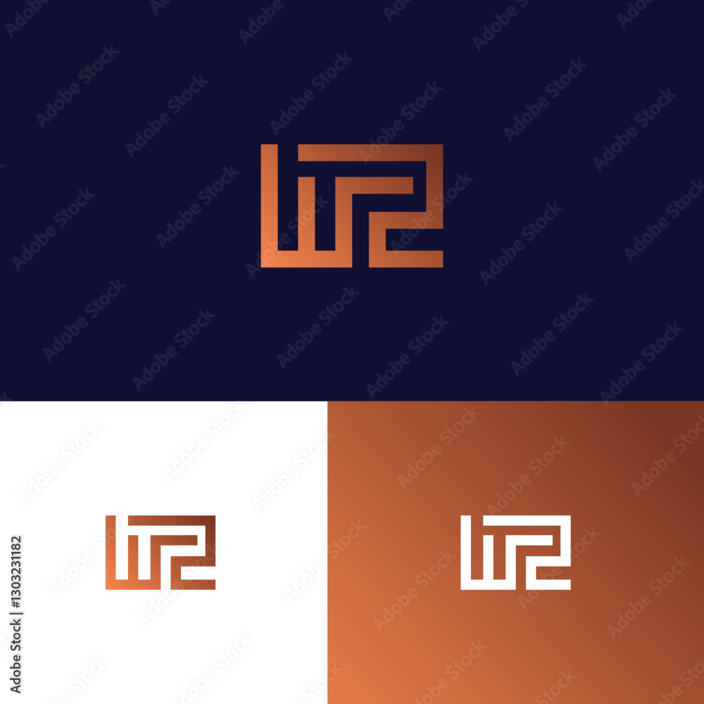 Obraz premium Abstract letter WZ ZW monogram logo vector template. Initial based minimal flat icon vector