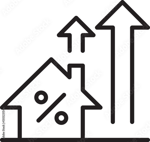 Real estate growth indicator graphic line icon