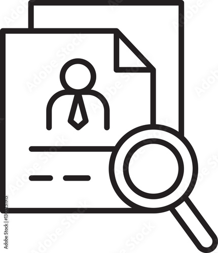 Resume and magnifying glass illustration line icon