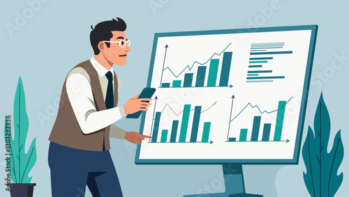 Investor Analyzing Market Trends and Financial Data to Make Profitable Decisions