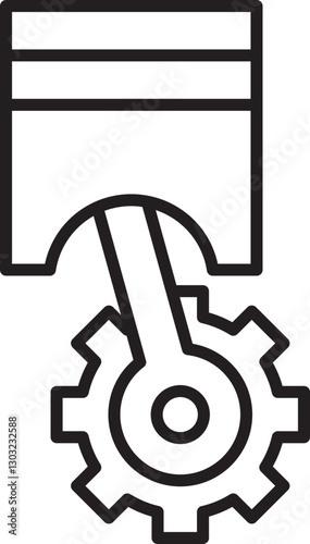 Mechanical piston and gear illustration line icon