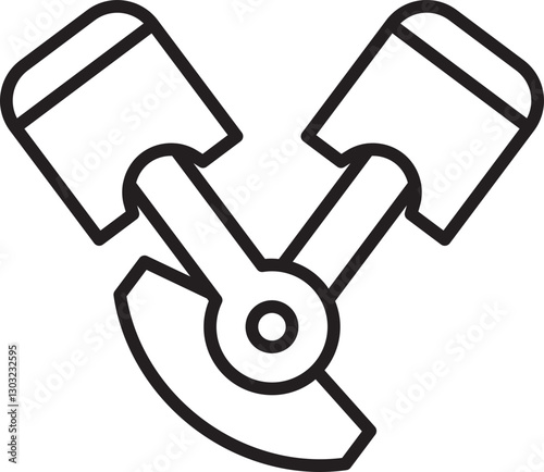 Engine piston illustration line icon