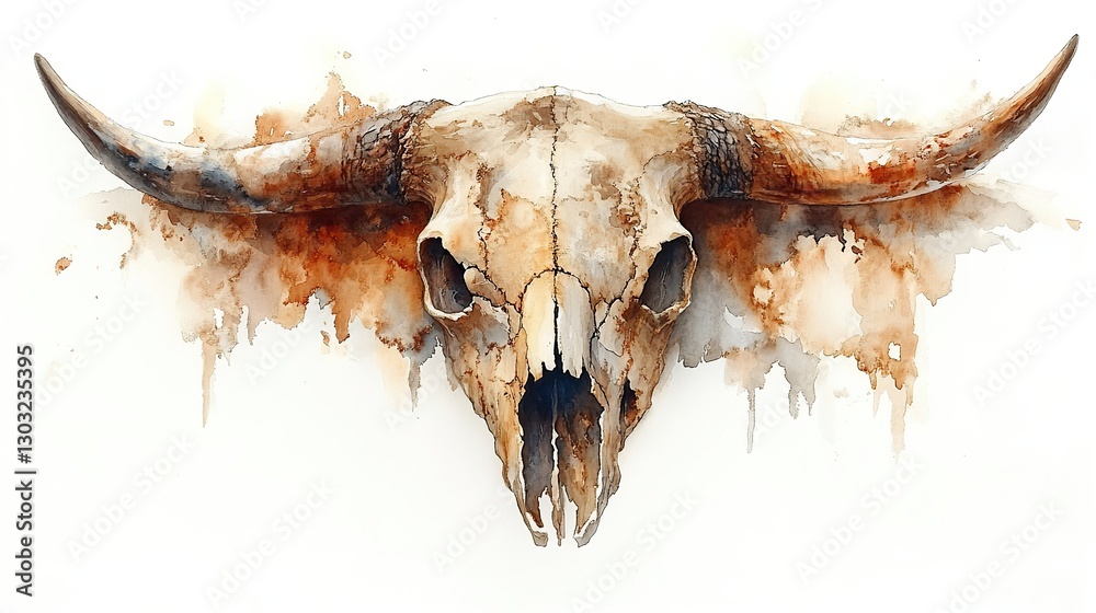 Fototapeta premium cow skull clipart watercolor art illustration detailed illustration
