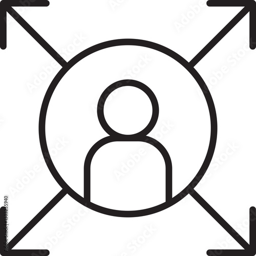 User icon within a frame design line icon