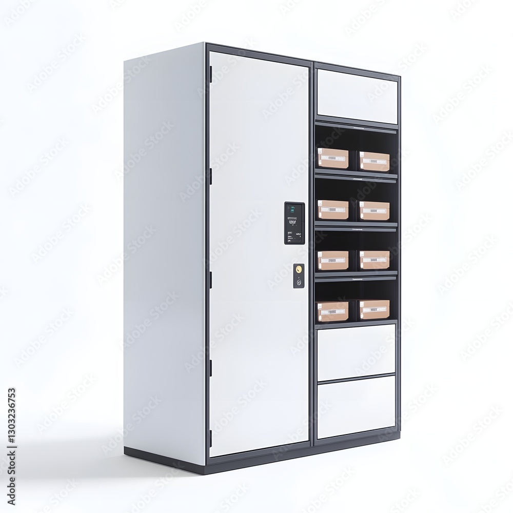 Futuristic Automated Parcel Locker System for Secure Package Delivery Futuristic Automated Parcel Locker System for Secure Package Delivery