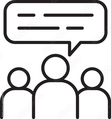 People engaged in conversation line icon