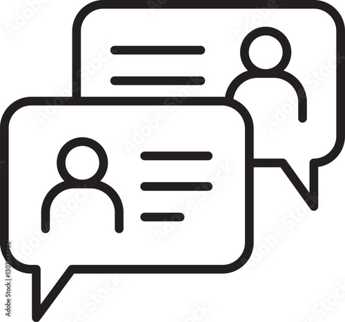 Chat bubbles with user icons and text lines line icon