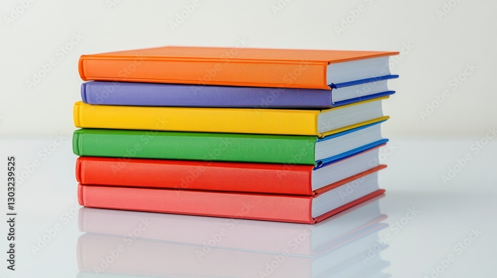 A Stack of Colorful Books on a White Surface A Stack of Colorful Books on a White Surface