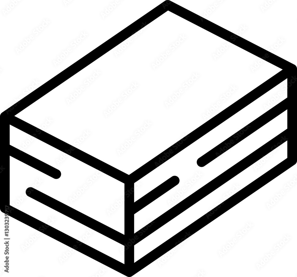 Simple rectangular wooden block line icon Simple rectangular wooden block line icon