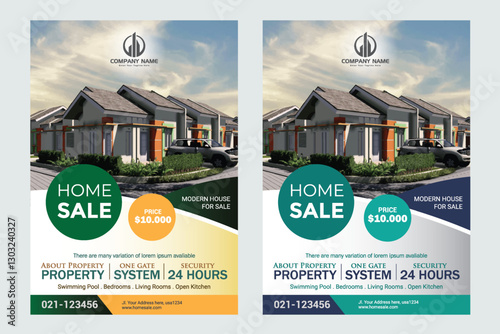 Real estate flyer design template. Property brochure design template