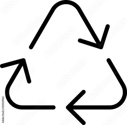 Recycling symbol in black outline line icon