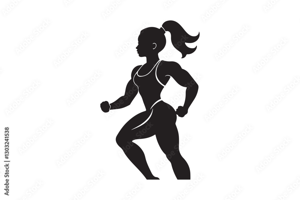 Naklejka premium Female Runner Silhouette Icon for Fitness and Sports Design