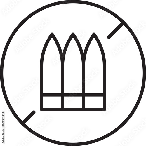 Bullet cartridge icon in circular design line icon
