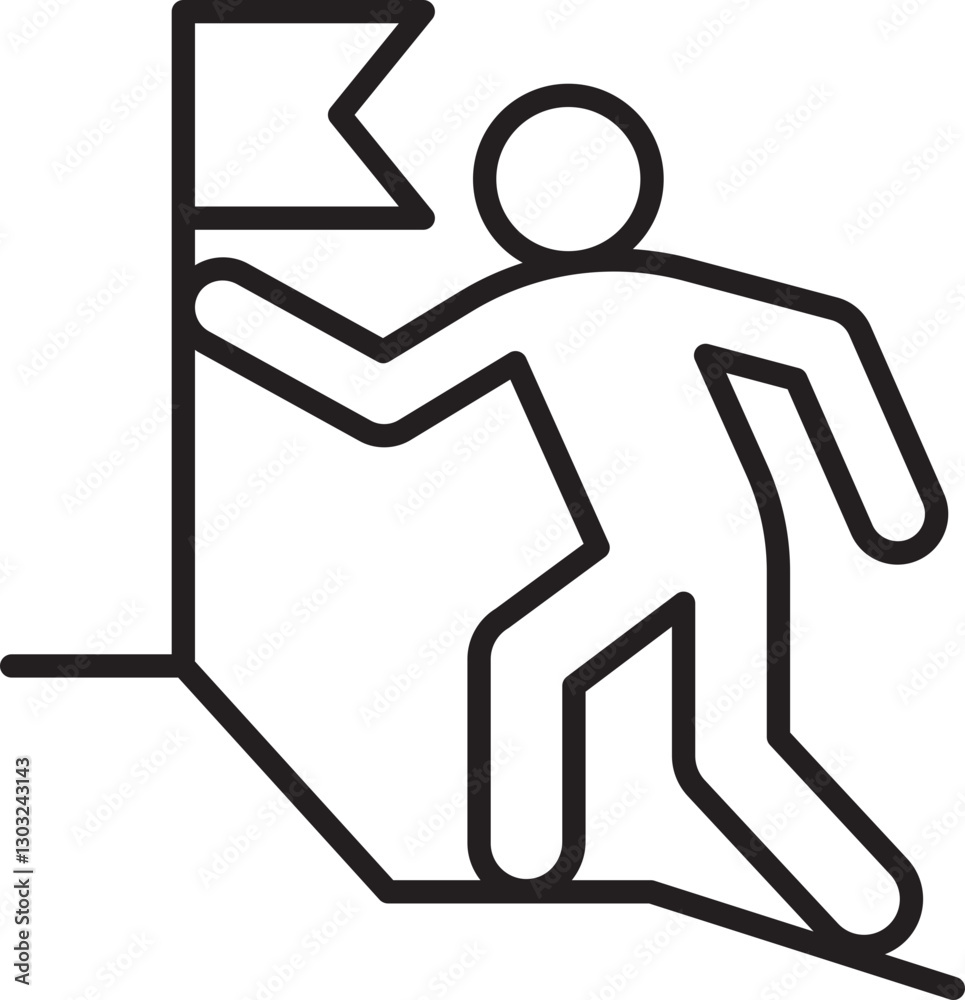 Flag marker and person icon illustration line icon Flag marker and person icon illustration line icon