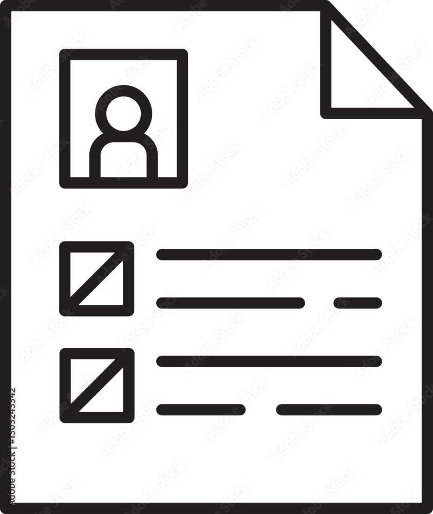 Resume with photo and checkboxes line icon Resume with photo and checkboxes line icon