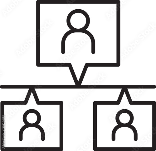 Hierarchy structure with user icons line icon