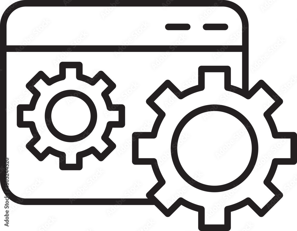 Web interface with gears for settings line icon Web interface with gears for settings line icon