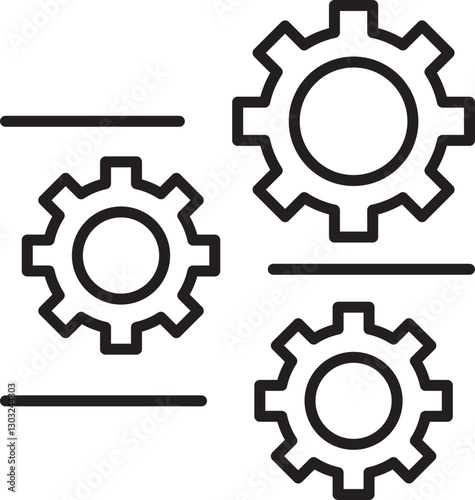 Gear icons representing settings or adjustments line icon