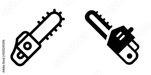 "Chainsaw Icon Set – Power Tools & Forestry Vector Symbols"